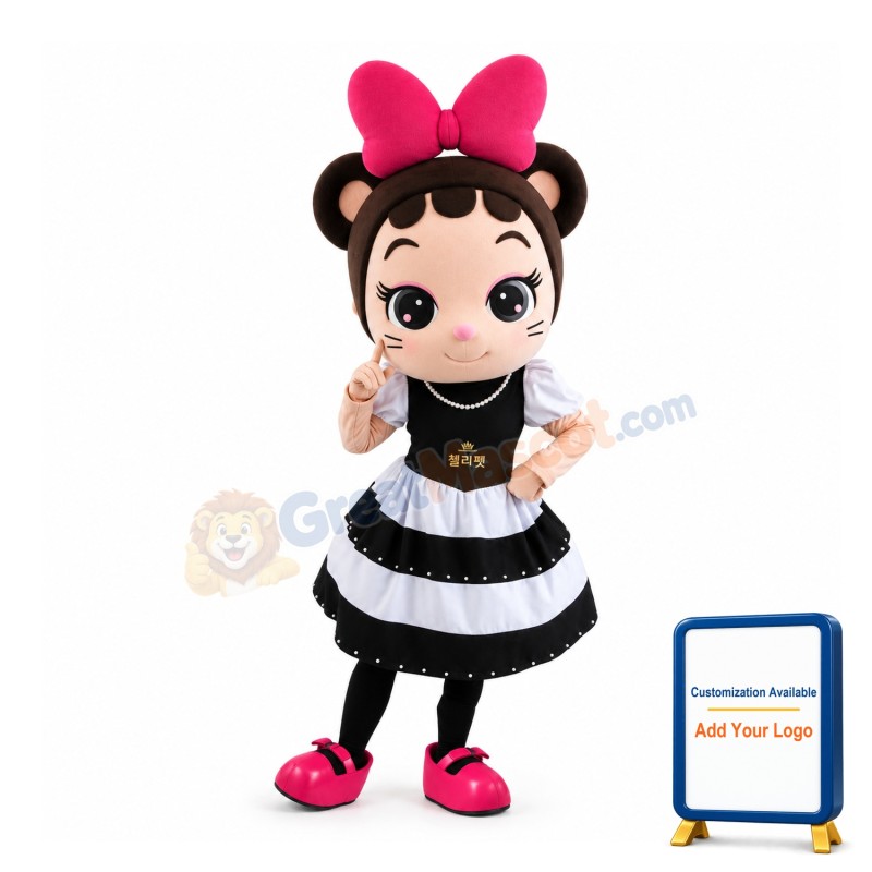 Cute Mouse Girl Cartoon Mascot Costume