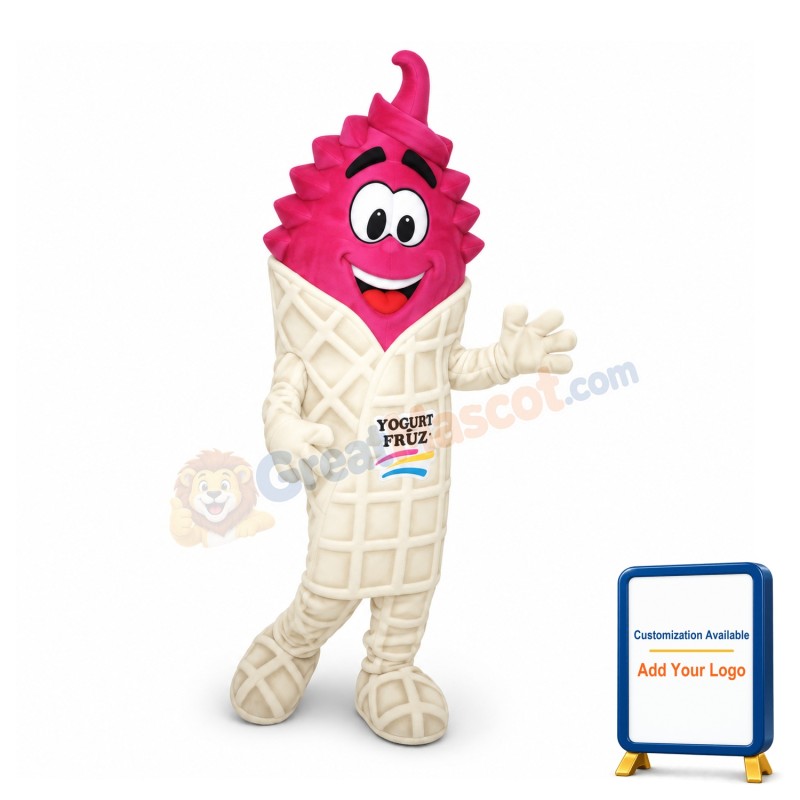 Adult Pink Cone Cartoon Mascot Costume