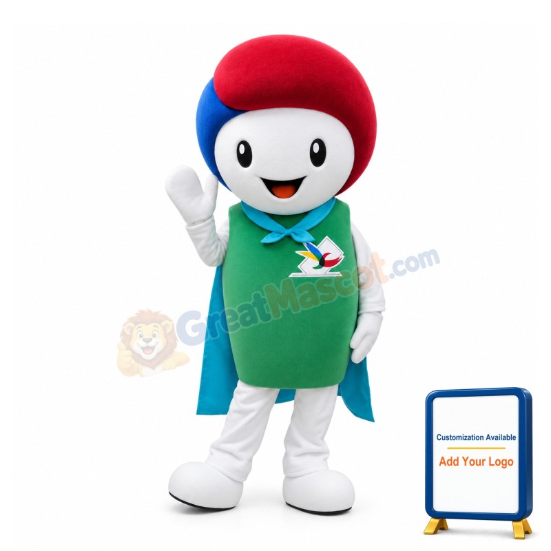 Smiling Colored Hair Snowman Mascot Adult Costume