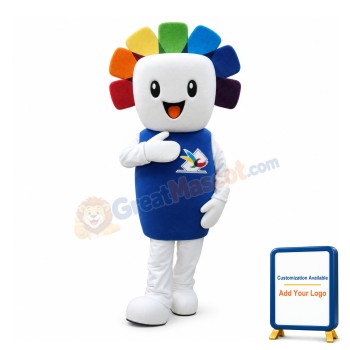 Cute Square Face Snowman Mascot Adult Costume