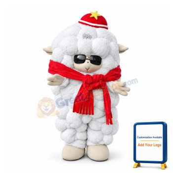 Cool Fluffy Sheep Mascot Adult Costume