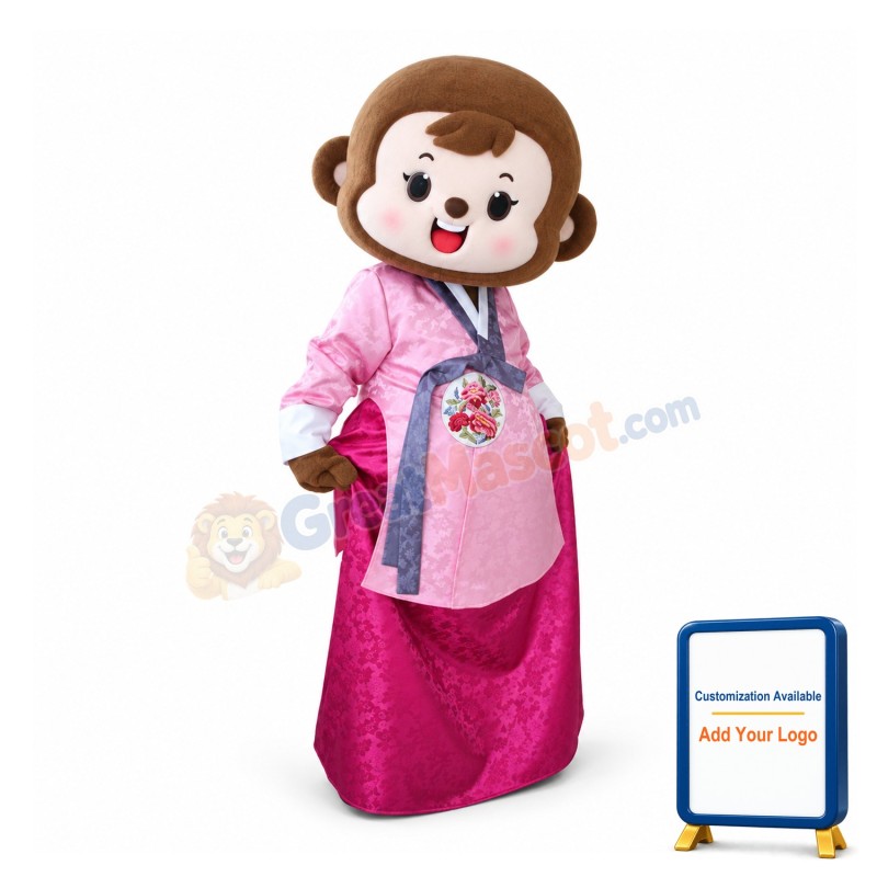Cute Korean Girl Monkey Mascot Costume
