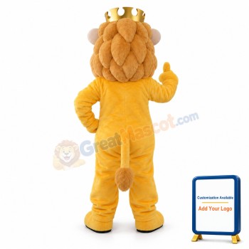 Cartoon Yellow King Lion Mascot Costume