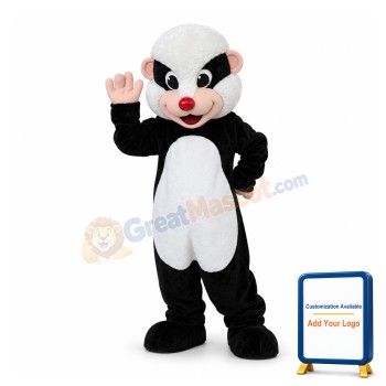 Adult Black & white Rat With Red Nose Mascot Costume