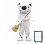 Cartoon White Bear With Broom Mascot Adult Costume