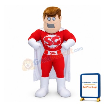Muscle Superhero In Red Mascot Adult Costume