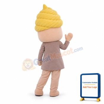 Friendly Boy With Poop On Head Cartoon Mascot Adult Costume