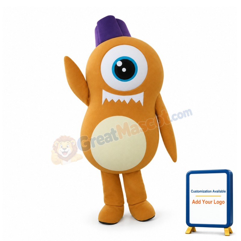 Orange Cyclops Cartoon Mascot Adult Costume