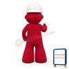 Red Puppet Wearing Hard Hat Cartoon Mascot Adult Costume