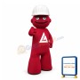 Red Puppet Wearing Hard Hat Cartoon Mascot Adult Costume