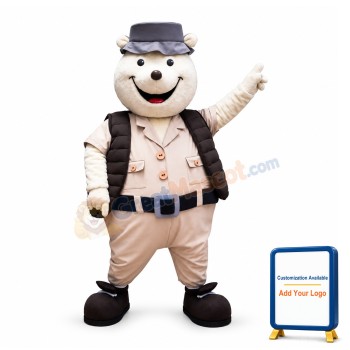 Friendly Bear In Frock Cartoon Mascot Adult Costume