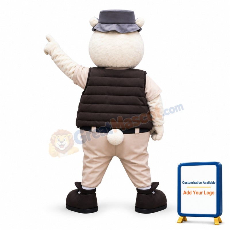 Friendly Bear In Frock Cartoon Mascot Adult Costume