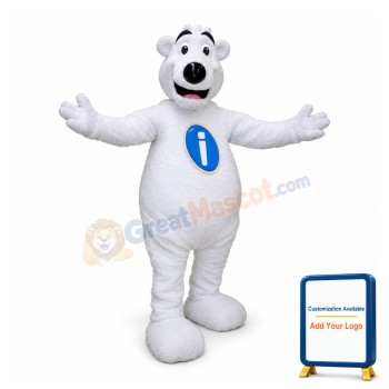 Smiling Big White Bear Mascot Adult Costume