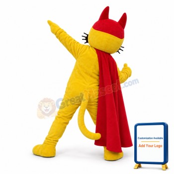 Superhero Yellow Cat Mascot Adult Costume