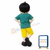 Smiling Black Hair Boy Mascot Costume