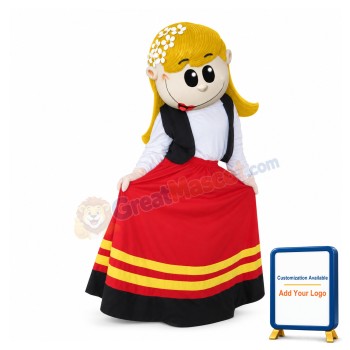 Beautiful Yellow-haired Female Dancer Mascot Costume