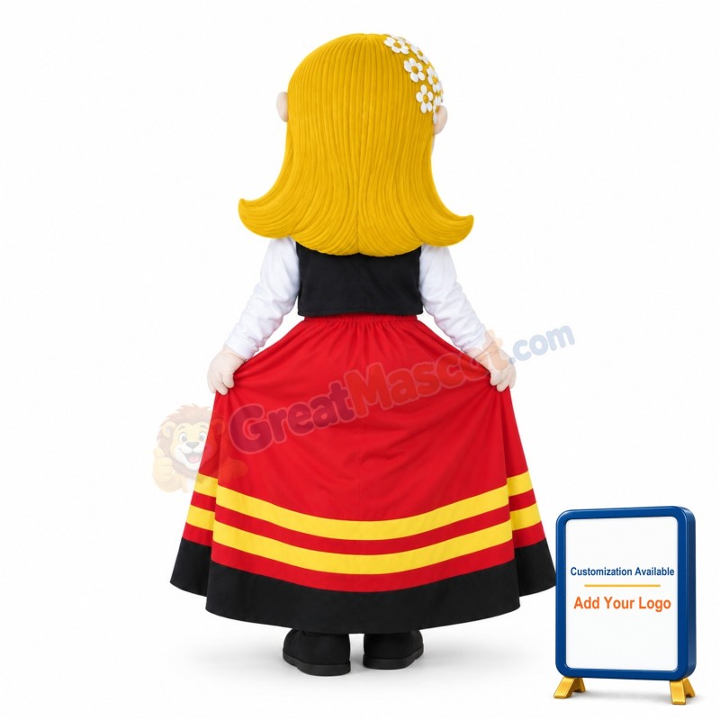 Beautiful Yellow-haired Female Dancer Mascot Costume