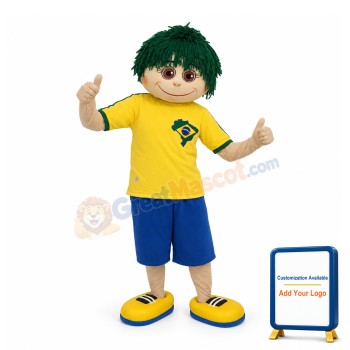 Friendly Green Hair Boy Mascot Costume
