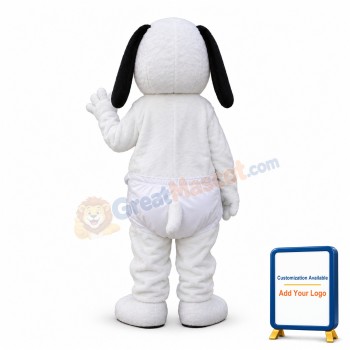 White Dog Wearing A Diaper Mascot Adult Costume