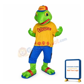 Green Dinosaur Cartoon Mascot Adult Costume