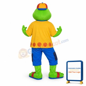 Green Dinosaur Cartoon Mascot Adult Costume