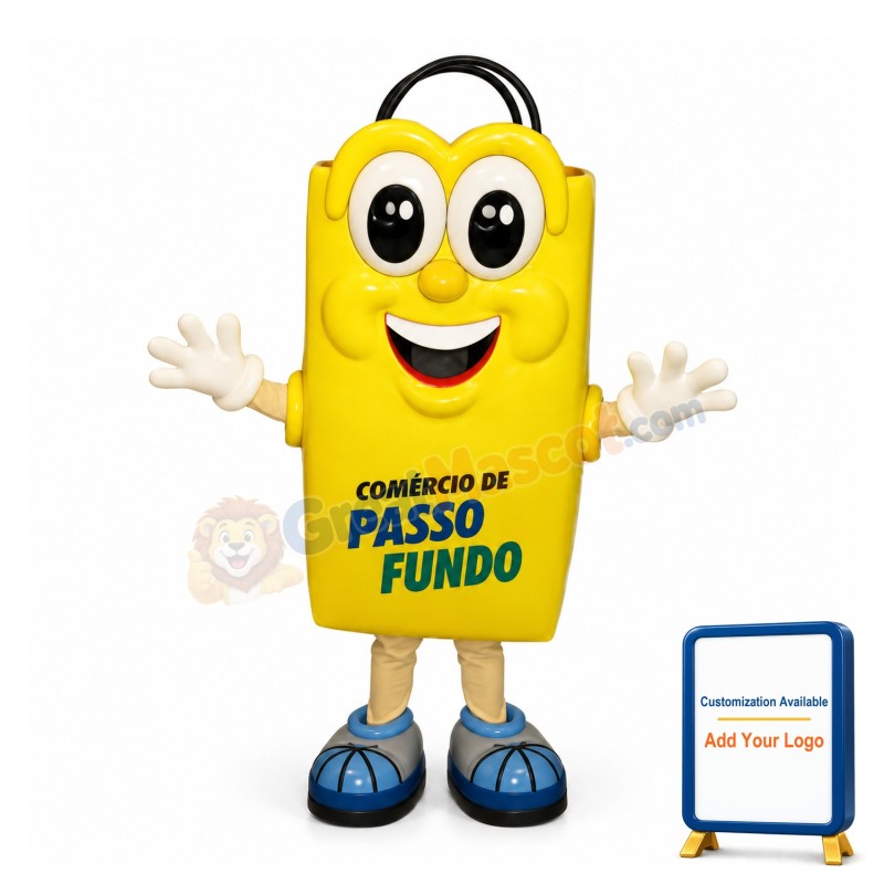 Yellow Cartoon Shopping Bag Mascot Adult Costume