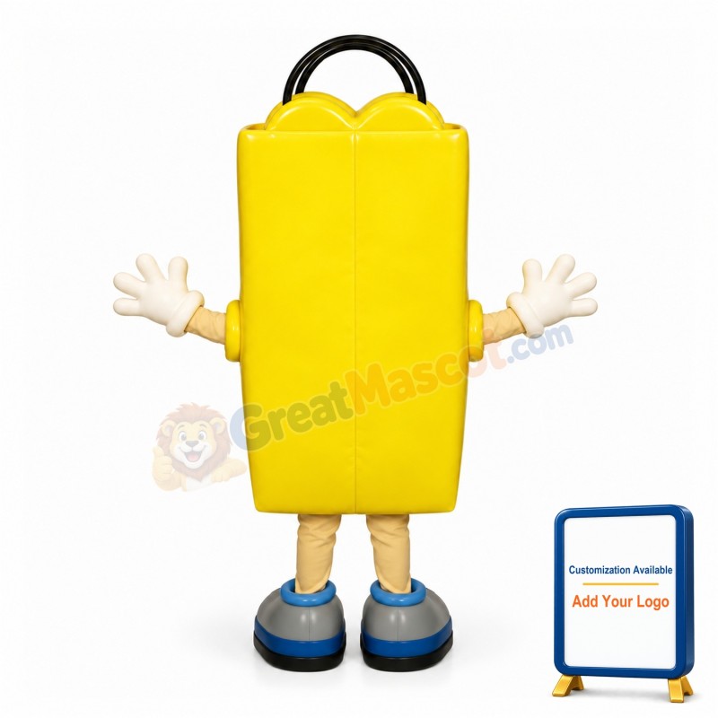 Yellow Cartoon Shopping Bag Mascot Adult Costume