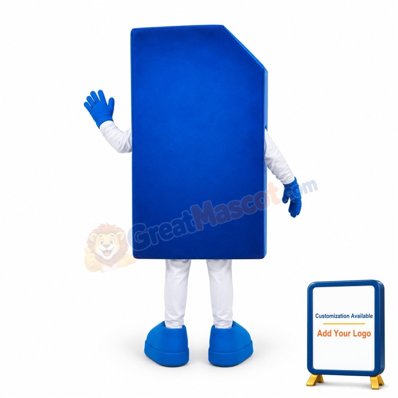 Blue Bank Card Cartoon Mascot Adult Costume