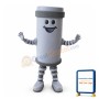 White & Gray Battery Cartoon Mascot Adult Costume