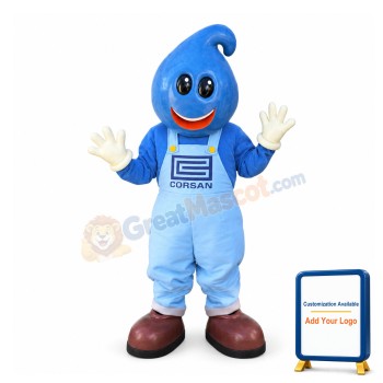 Smiling Blue Water Drop Cartoon Mascot Adult Costume