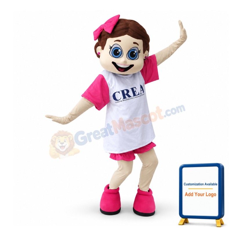 Pretty Girl Wearing A Bow Mascot Costume