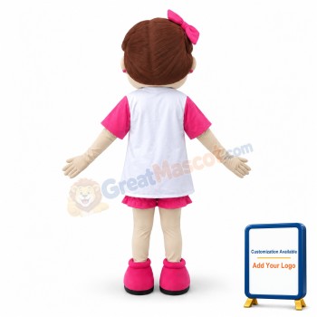 Pretty Girl Wearing A Bow Mascot Costume