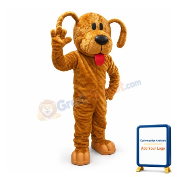 Yellow Dog With Its Tongue Out Mascot Adult Costume