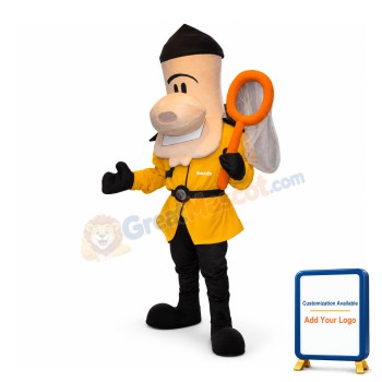 Big Nose Boy Holding Flutter Net Mascot Costume