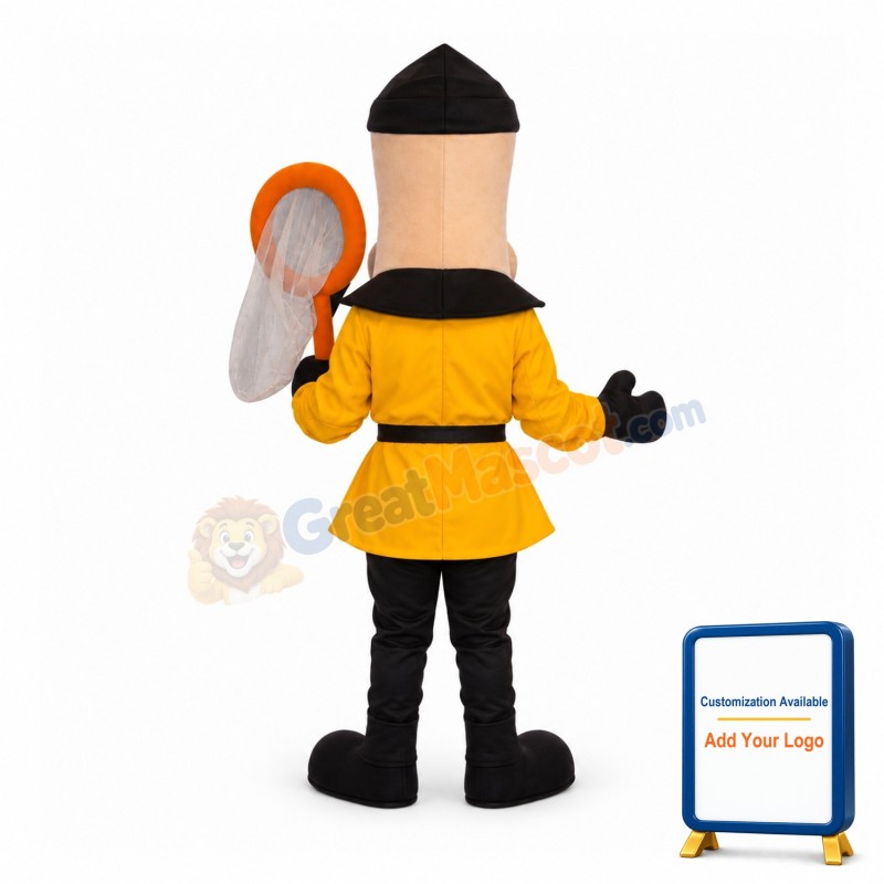 Big Nose Boy Holding Flutter Net Mascot Costume