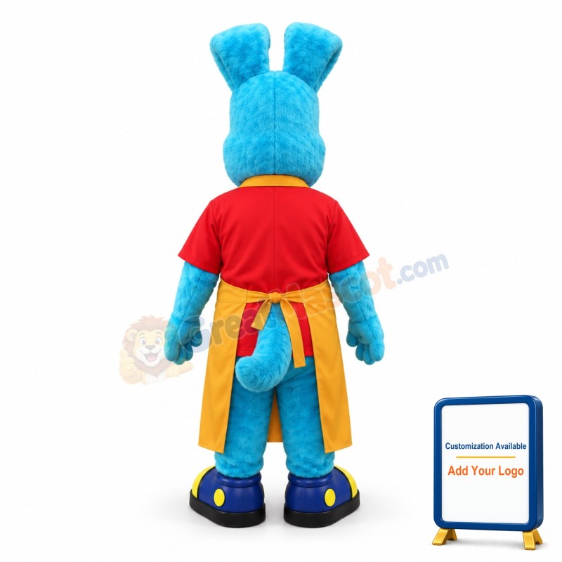 Blue Dog Wearing Apron Mascot Adult Costume
