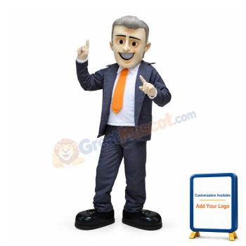 Smiling Businessman Mascot Costume