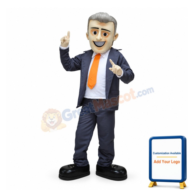 Smiling Businessman Mascot Costume