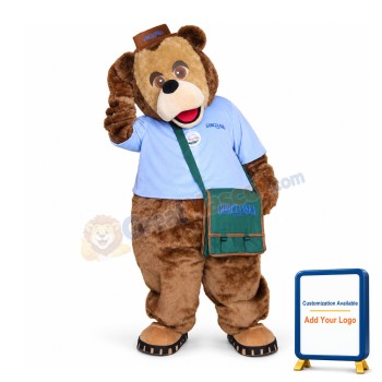 Cute Brown Lion With Brown Hat Mascot Adult Costume