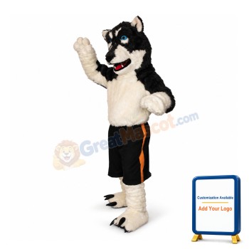 Adult Plush Black Husky Mascot Costume
