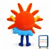 Orange Sun In Blue Dress Mascot Adult Costume