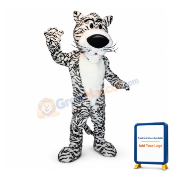 Adult Plush White Tiger Mascot Adult Costume
