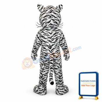 Adult Plush White Tiger Mascot Adult Costume