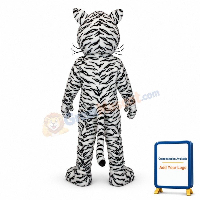 Adult Plush White Tiger Mascot Adult Costume
