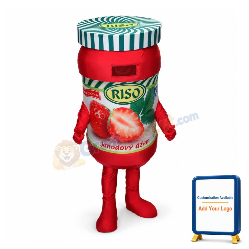 Strawberry Jam Bottle Mascot Adult Costume