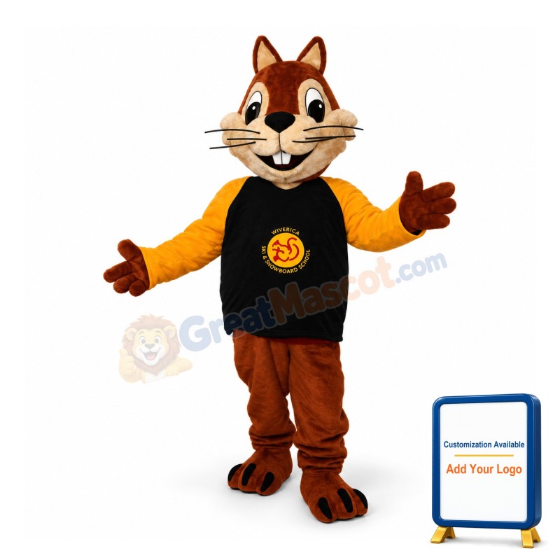 Smiling Red Squirrel Mascot Animal Fancy Dress Costume