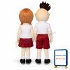 Brown Hair Boy & Yellow Hair Girl Mascot Costume Couple Suit