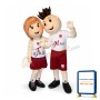 Brown Hair Boy & Yellow Hair Girl Mascot Costume Couple Suit