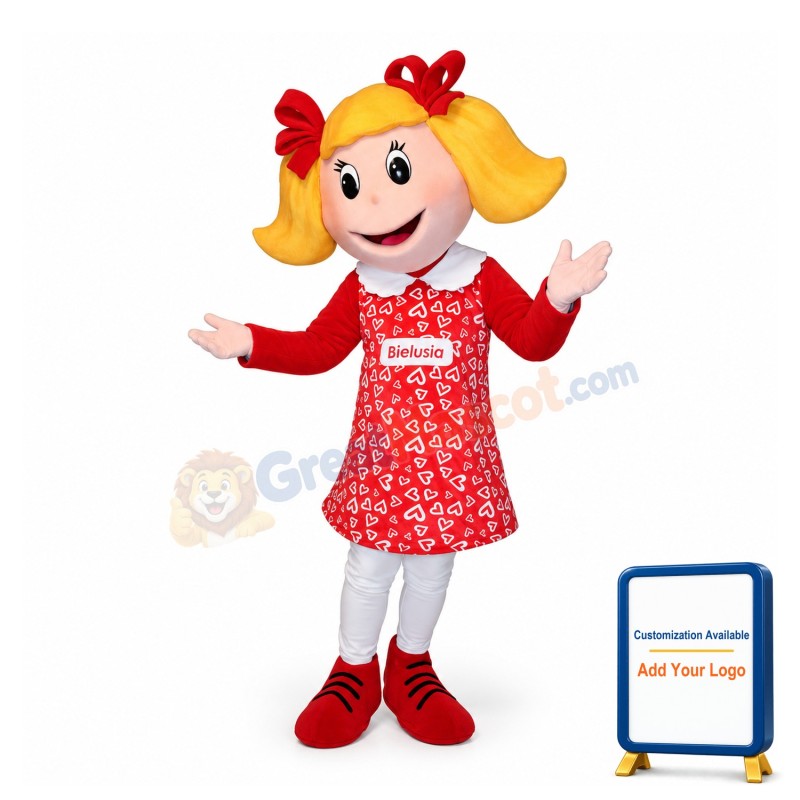 Girl With Ponytail Mascot Adult Costume