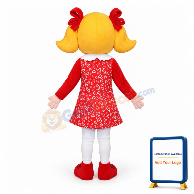 Girl With Ponytail Mascot Adult Costume